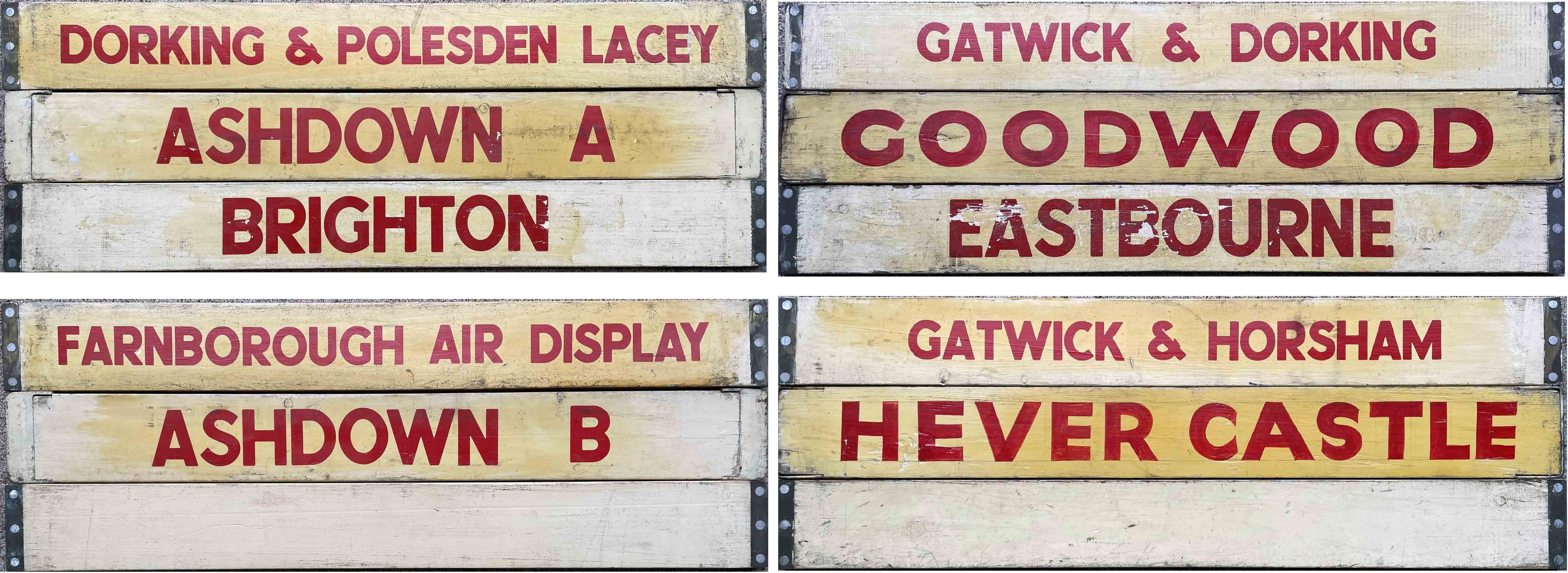 Selction (6) of Southdown Motor Services double-sided DESTINATION BOARDS as displayed on the