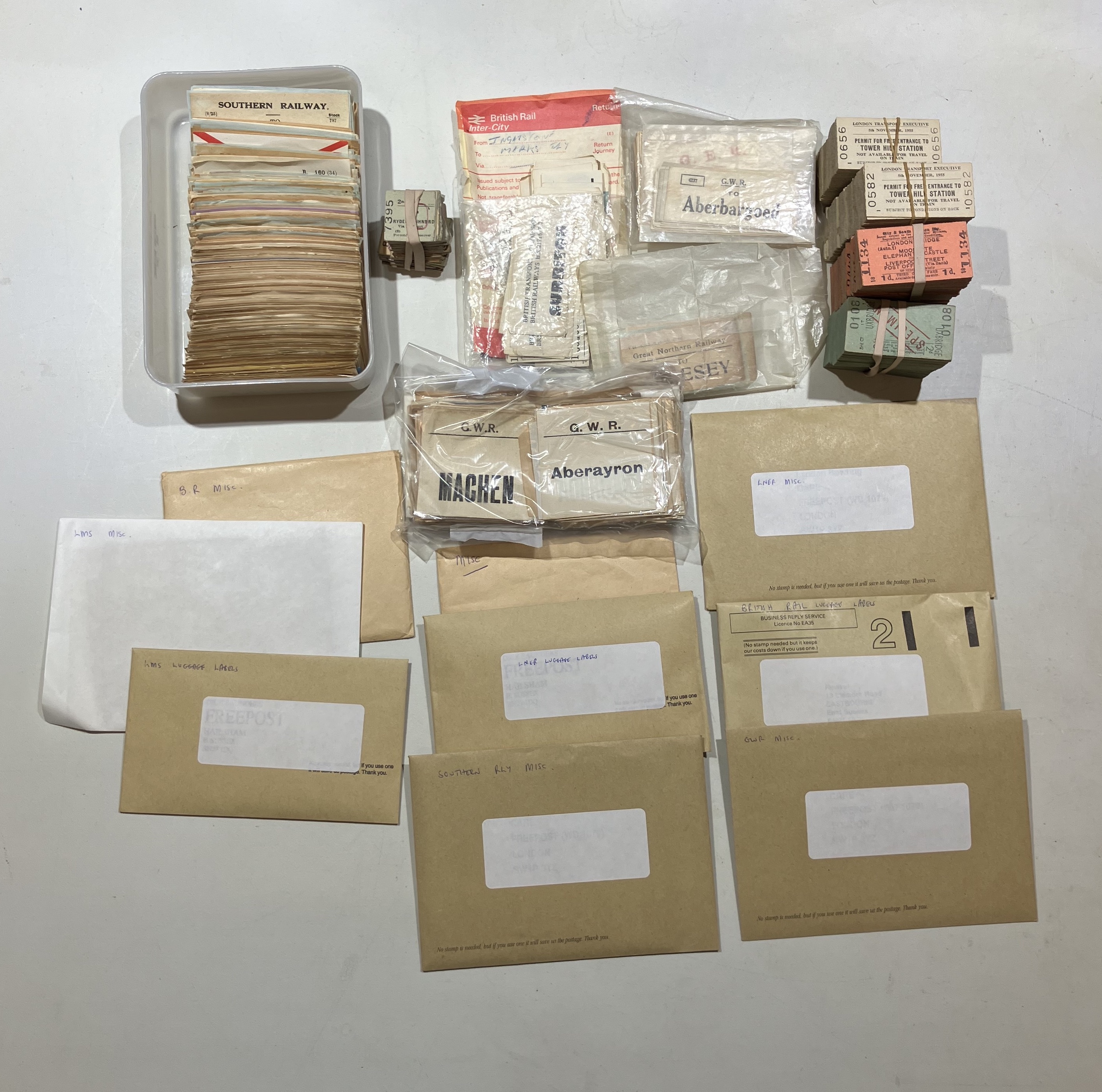 London Transport platform tickets and Edmondson halves. Also a large quantity of BR, pre-