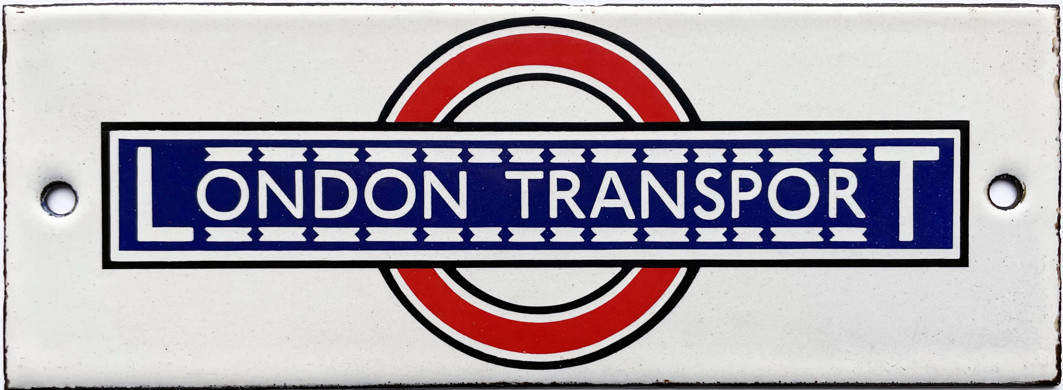 1930s London Transport bus stop timetable panel enamel HEADER PLATE in the pre-WW2 style with over/