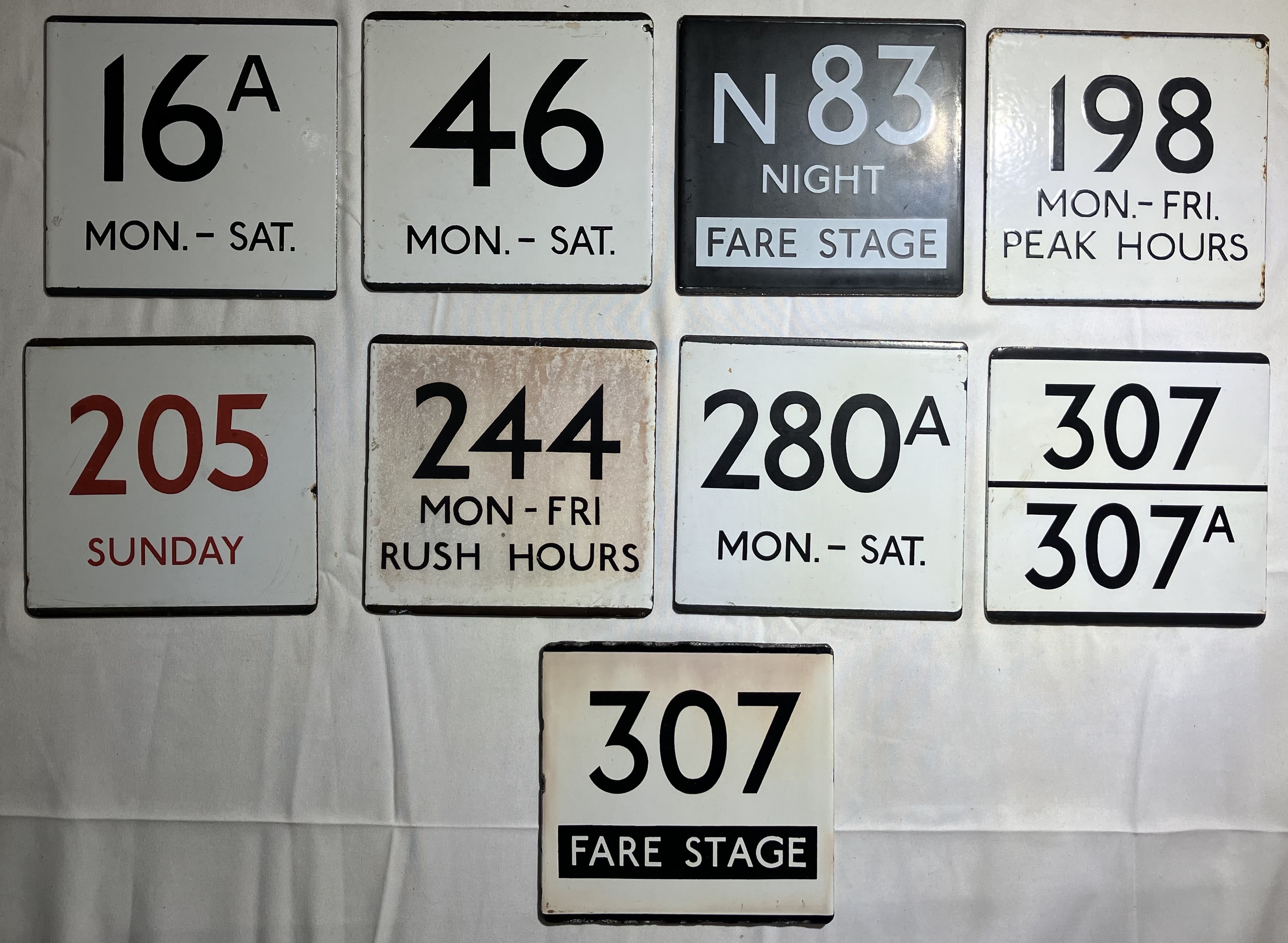 Various London Transport E-PLATES for routes 16A Mon-Sat, 46 Mon-Sat, N 83 Night Fare Stage (In
