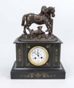 Black marble clock with horse, 1880