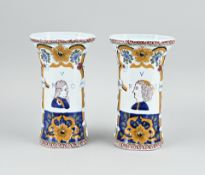 2x 19th century Delft vase, H 20 cm.