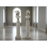 Payr of marble busts of Mercury and Paris