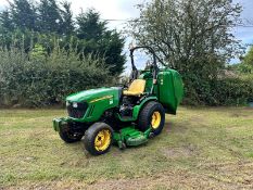 2013 JOHN DEERE 2720 27HP 4WD COMPACT TRACTOR WITH 62” MID MOUNTED DECK AND REAR HIGH TIP COLLECTOR
