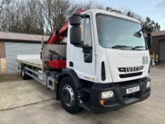 2017 17 IVECO EUROCARGO 180E25S S-A FLATBED HCV - C/W REMOTE CRANE DOUBLE BOOM - 246833 KM