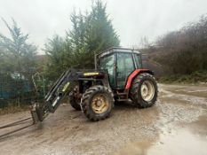 MASSEY FERGUSON 6120 80HP 4WD TRACTOR WITH FRONT LOADER AND PALLET FORKS - 5616 HOURS