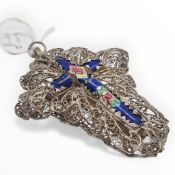 Großes antikes 835 Silber Kreuz Biedermeier