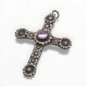 Antikes Silber Kreuz Amethyst