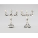 A pair of three-light candelabra