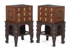 A pair of small Indo-Portuguese cabinets on stands