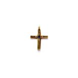 Kreuzanhänger Saphir und Brillanten