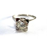 Solitär-Ring, Brillant ca. 1,64 ct