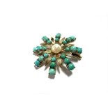 Türkis -Brosche mit Perle