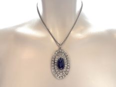 Kette mit Saphir-Brillant Anhänger 585 Weißgold