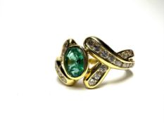 Smaragd-Brillant-Ring 750 Gelbgold, Nr. 2353 AL, Italien