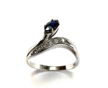 Saphir-Ring 585 Weißgold, Diamanten