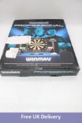 Winmau Professional Dart Set, includes Diamond Plus Dartboard, Black Cabinet, 2 Sets of Darts. Box d