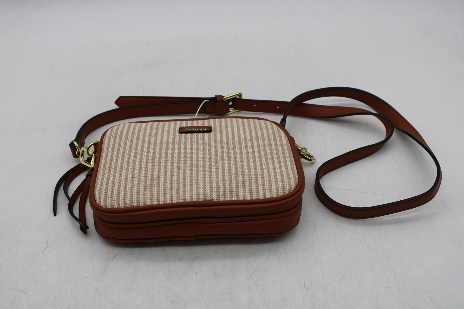 Two Gionni Arabella Striped Canvas Cross Body Bags, Tan