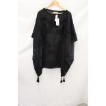 Tory Burch Embroidered Beach Caftan, Black, Size XS