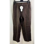 Oui Women's Wide Leg Linen Trousers, Brown, Size 40
