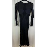 OW Collection Women's Sierra Maxii Dress, Sheer Mesh, Black, UK 10