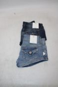 Two Pairs of Bershka Mini Denim Shorts, 1x Blue UK 4, 1x Light Blue UK 6