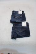 Two Pairs of Bershka Mini Denim Shorts, Blue, UK 8
