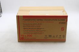 Ten Boxes of DE Healthcare Powder-Free Nitrile Examination Gloves, Blue Size S, 200 Per Box, Expiry