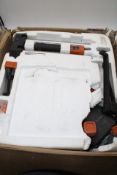 Evolution R210 SMS+ Sliding Mitre Saw. Used Not Checked. Box damaged