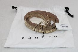 Sandro Leather Double-Row Eyelet Belt, Camel