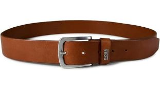 BOSS Jor Logo Belt, Medium Brown, Size 85