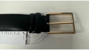 12Storeez Men's Rectangle 4cm Width Leather Belt, Size 90cm