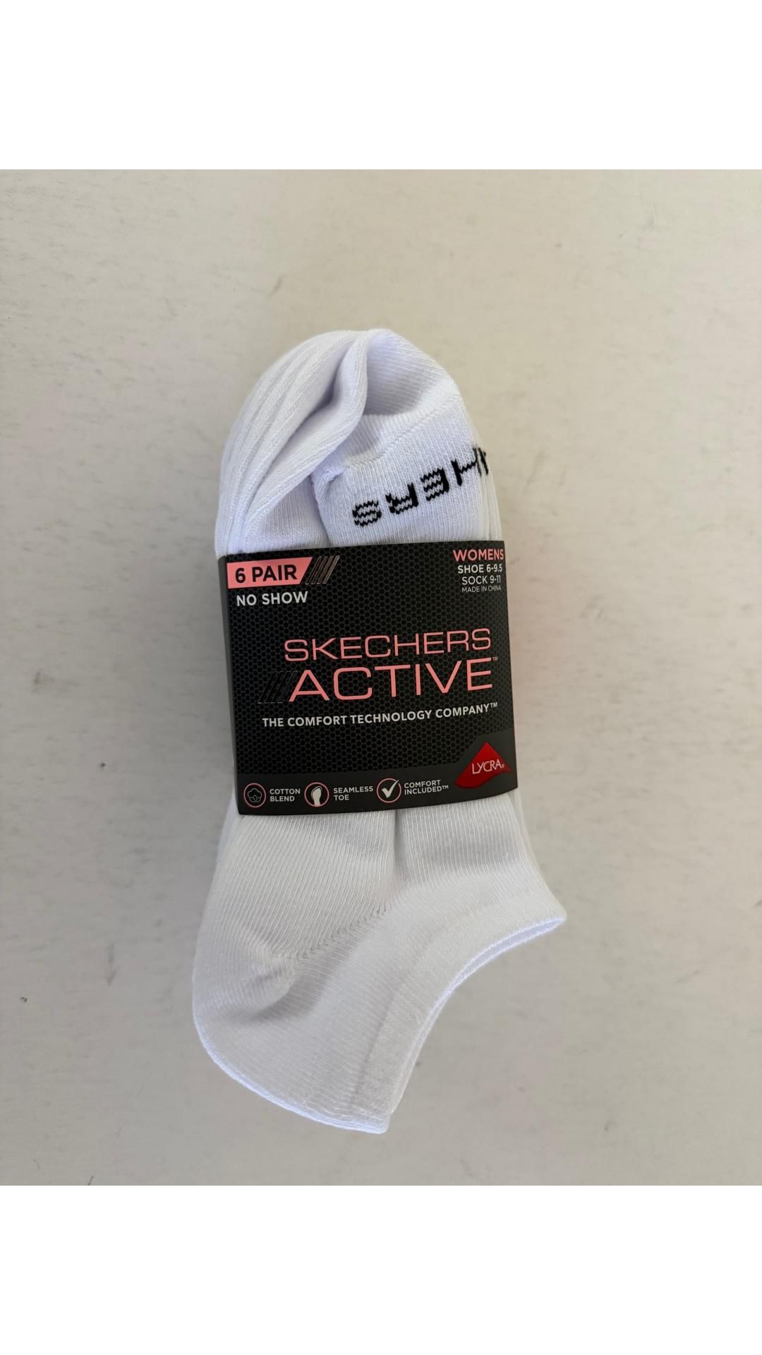 Eleven Packs of Skechers Women's No Show Socks, 6 Pairs Per Pack, Black, 6-9.5