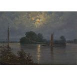 Carl Gustav Carus. „Elbinsel bei Mondschein“. Um 1844
