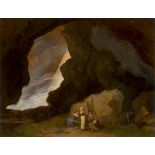 Deutsch, um 1830. Figurengruppe in dunkler Grotte. Um 1830