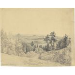 August Richter. „Aussicht vom Porsberg auf den Lilienstein und den Königstein“. 1849