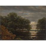 Carl Gustav Carus. Waldlandschaft am Fluss („Überschwemmung im Leipziger Rosental“). Um 1830/40