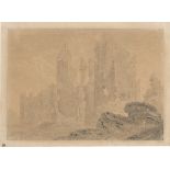 Deutsch, um 1800. Ruine im Nebel. Um 1800