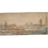 Philips Koninck. Blick über einen Kanal in Amsterdam, rechts die Westerkerk. Frühe 1660er-Jahre