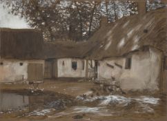 Franz Skarbina. „Hof einer Ferme (Picardie). Sonntagsruhe“. 1888
