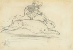 Adolph Menzel. Hasenjagd (Kärtchen zur Ausstellung von Adolph Menzel). (Vor) 1898