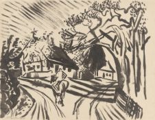 Max Pechstein. Reiter auf der Dorfstraße. 1917
