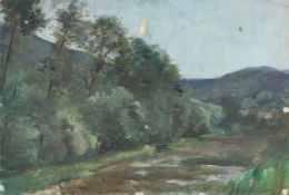 Lesser Ury. „Thüringer Landschaft bei aufgehendem Mond (Studie)“. Um 1895/1900
