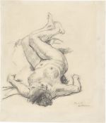 Max Beckmann. „Studie zur Amazonenschlacht – auf dem Rücken liegender weiblicher Akt, nach li…. 1911