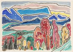 Gabriele Münter. „Blick aufs Wettersteingebirge“. 1956