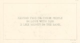 Jenny Holzer. „The Living Series: Having two or three people in love with you... (BENCH 18…. 1980-82