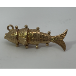 9ct Gold Articulated Scale Fish Charm Pendant