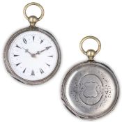 BOSSI A AIGREFEUILLE, OROLOGIO DA TASCA IN ARGENTO CON QUADRANTE TURCO, FRANCIA 1860 CIRCA