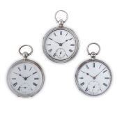 LOTTO DI TRE OROLOGI IN ARGENTO, INGHILTERRA 1860 CIRCA