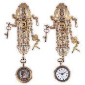 VIALA DUPIN & ARGAND, OROLOGIO DA TASCA CON SMALTI E IMPORTANTE CHATELAINE, SVIZZERA 1750 CIRCA